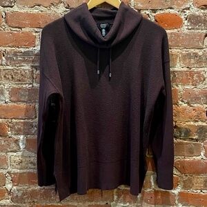 Jones New York Signature Women's Pullover Drawstring Cowl Neck - Brown - Medium